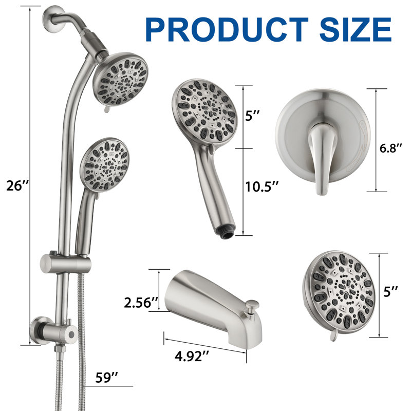 Complete Shower System with Rough in-Valve, Brushed Nickel