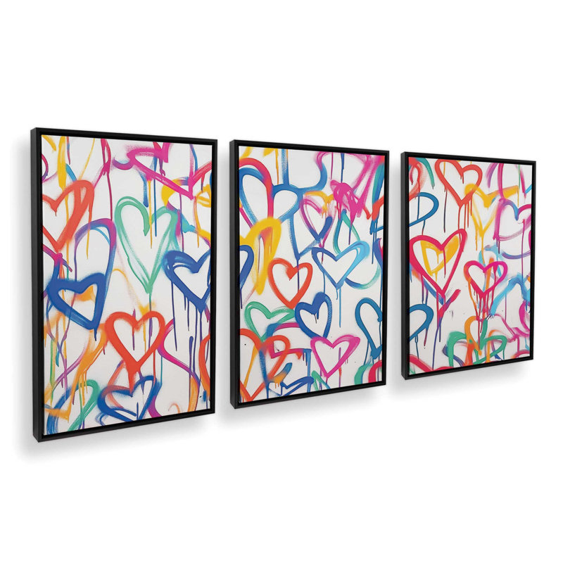 «Love in Motion», ensemble de 3 impressions, Cadre flottant noir satiné, 36 po x 24 po