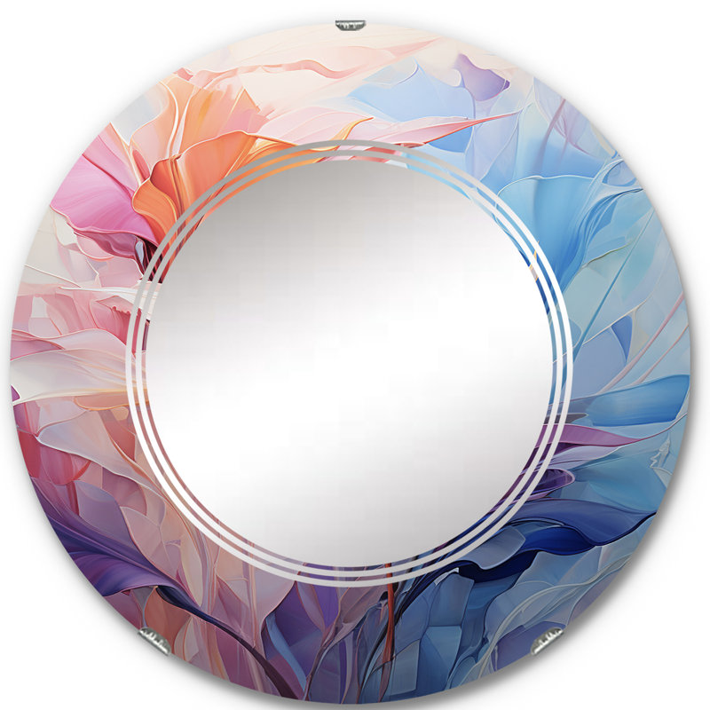 Zunilda - Miroir mural floral rond, 24 po x 24 po