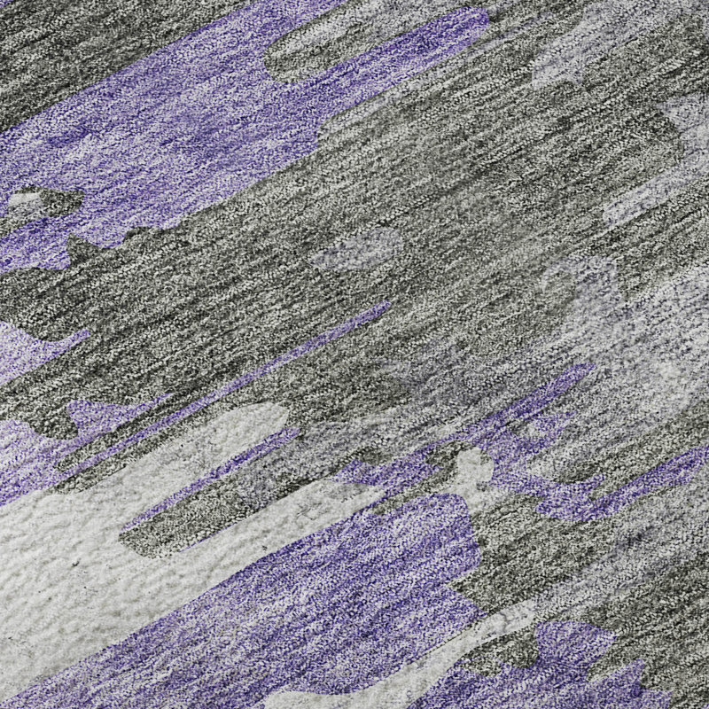 Tapis mauve de qualité supérieure lavable à la machine Prisco, Rond 8 pi