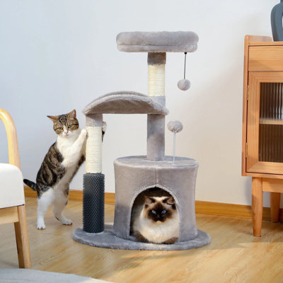  Arbre à chat 32 po - 3 niveaux avec poteau à griffes