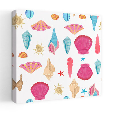 Seashell Pattern Colorful Abstract Starfish Beach Nature Wall Art Print