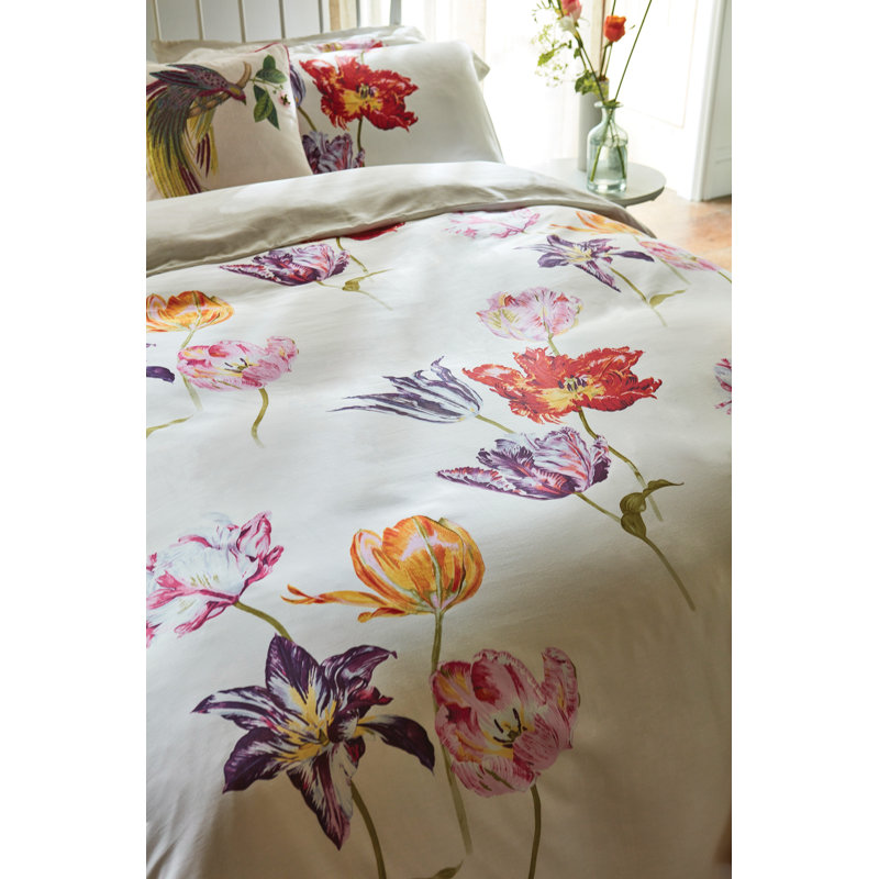 Tulipomania Cotton Duvet Cover Set, King Size Duvet Cover + 2 Pillowcases