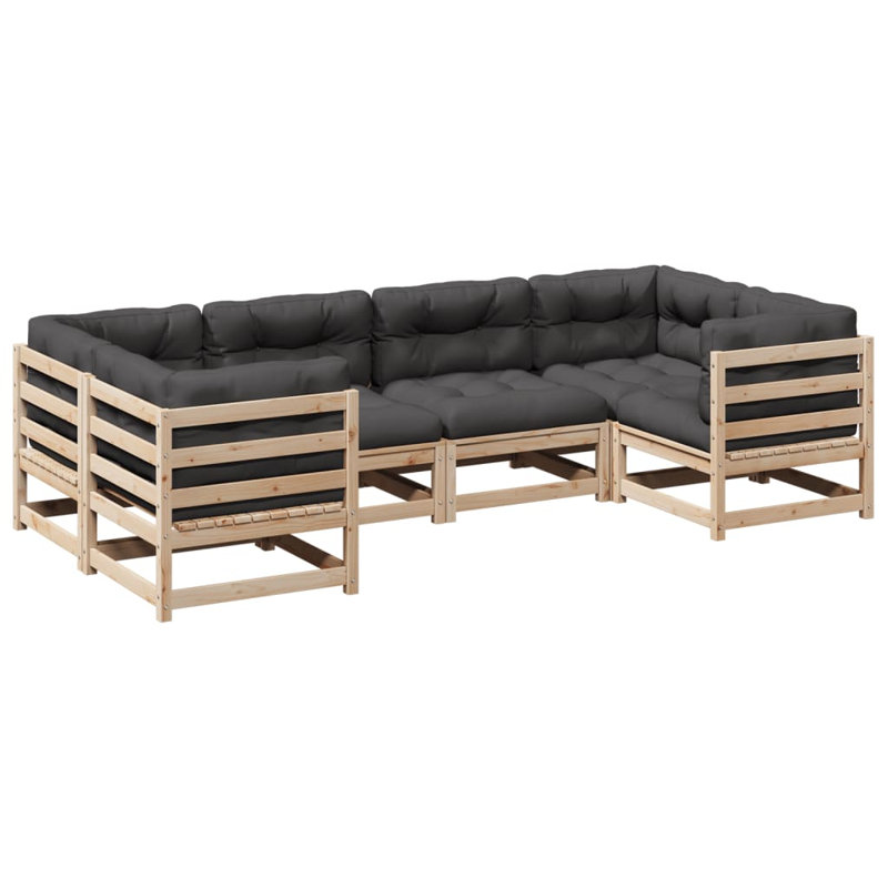  Ensemble de canapé de patio modulaire en bois de pin massif gris