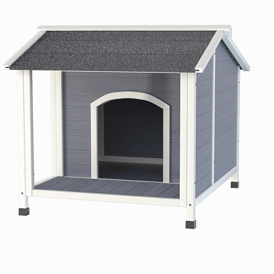 Niche pour chien d'extérieur, abri pour chien en bois résistant aux intempéries avec toit en asphalte, plancher surélevé, assemblage facile, pour petits et moyens chiens