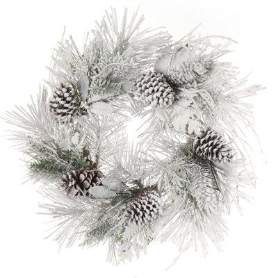 4pc 24-inch Pine Decorative Branch Silk Wreath - Artificial Greenery For Holiday & Front Door Decor
