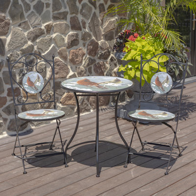 Eschelle Mosaic Bistro Set with Hand Painted Cardinals