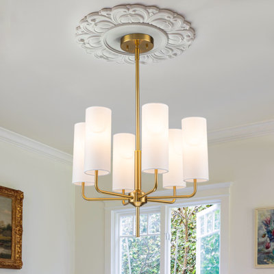 6 - Light Classic / Traditional Chandelier With Fabric Shades