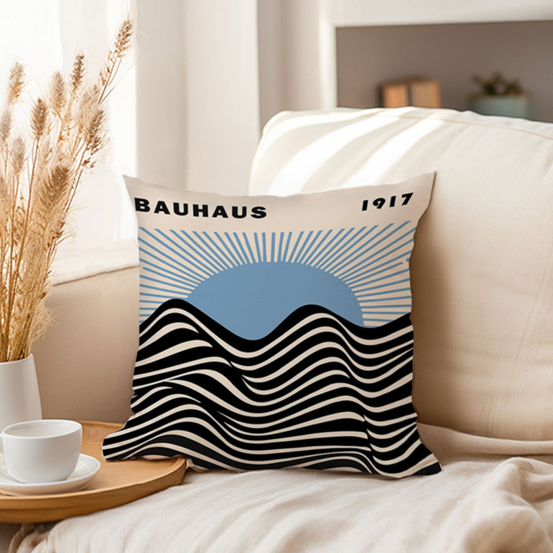 Abstract Blue Bauhaus Waves & Sun Patterns Waves Bohemian, 20"H x 20"W