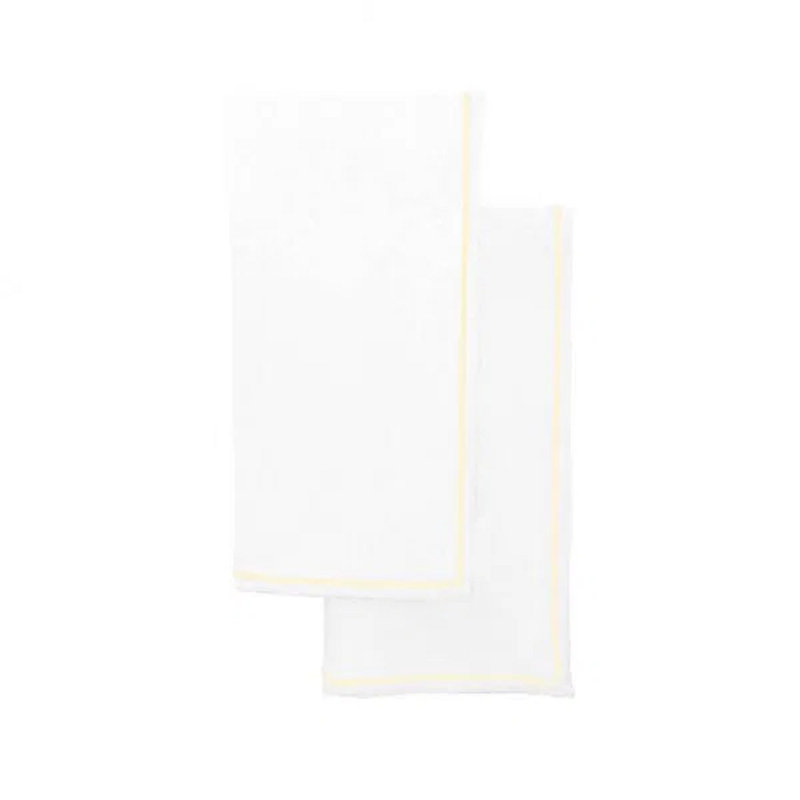 Single Embroidery Border Cotton Napkins (Set Of 4), 10" x 10", White/Ivory