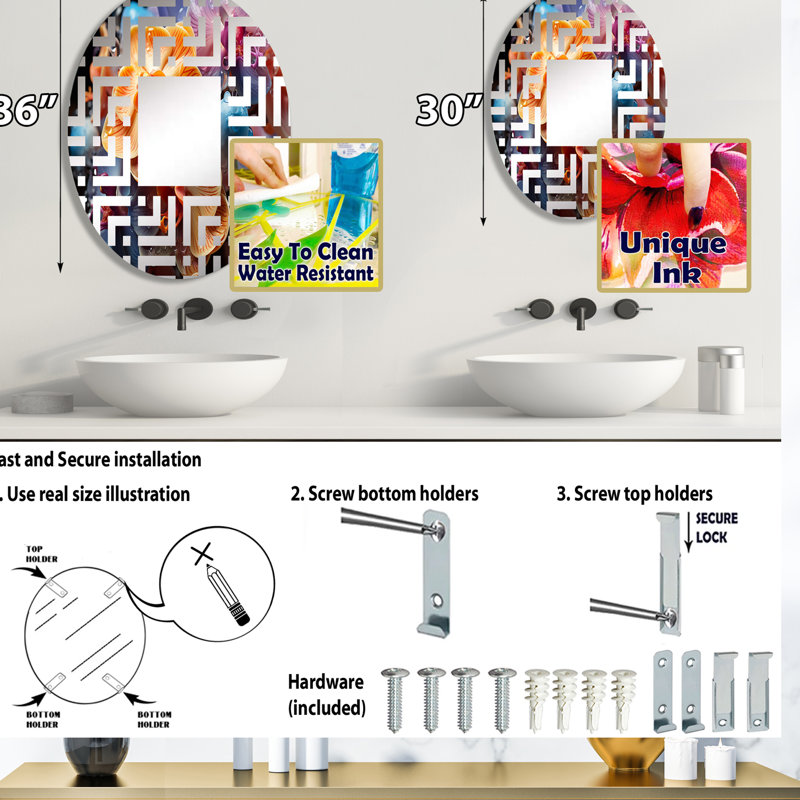 Miroir mural oval, 29,5 po x 19,6 po