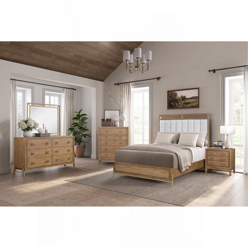 Upholstered And Strap Panel Bed, Queen