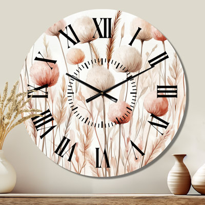 Queues de lapin dans la brise - Horloge murale bohème blanche en métal silencieux