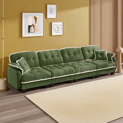 Chenille 4-Seater Sofa with Backrests and Pillows