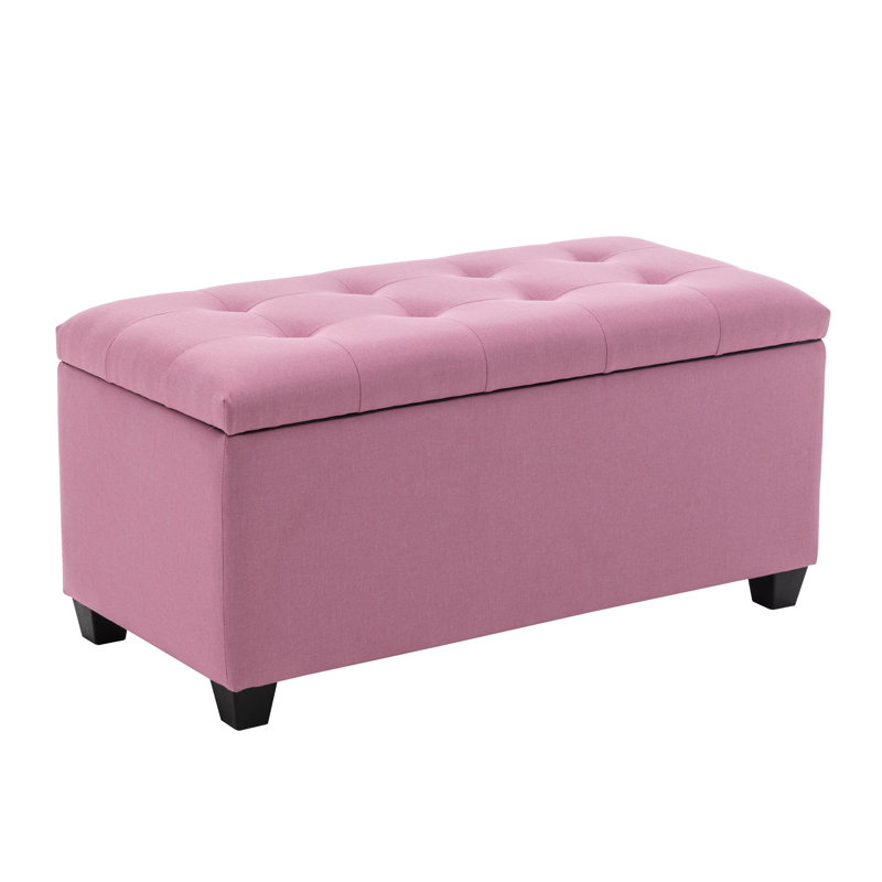 Banc de rangement en tissu Teodula, Rose