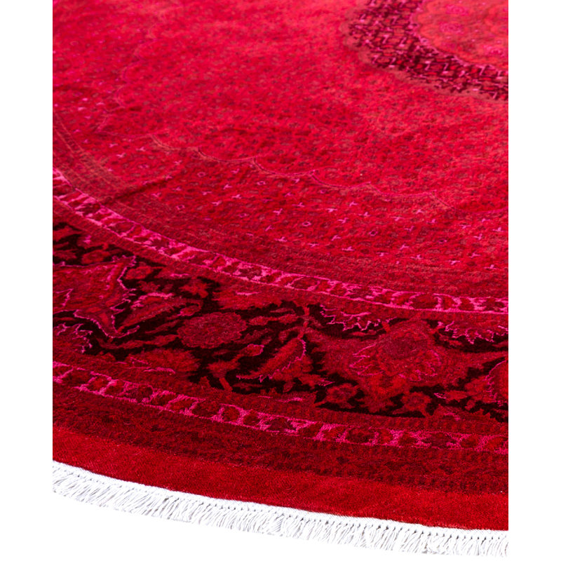Overdyed Hand-Knotted Wool Modern-Contemporary Red Area Rug 8' 4" x 8' 5"