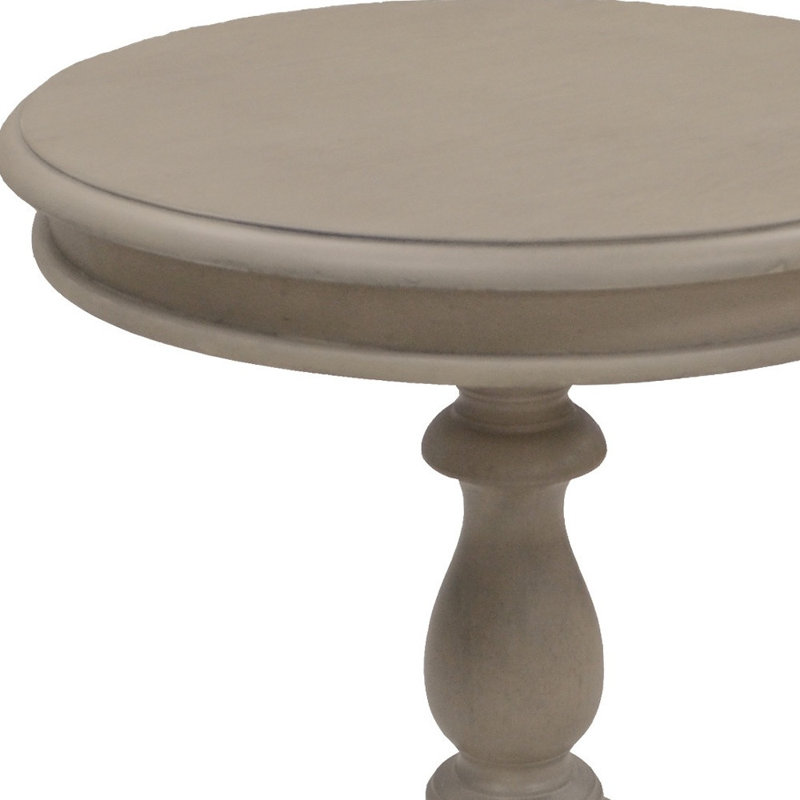  Rustic 25" Taupe Gray Distressed Round End Table