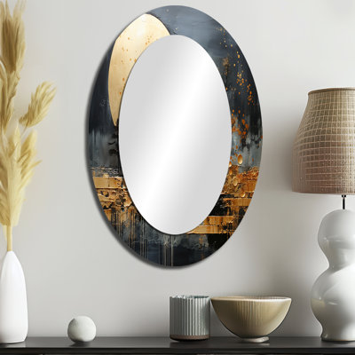Gold Grey Golden Gleam I - Gold Oval Wall Mirror Decor