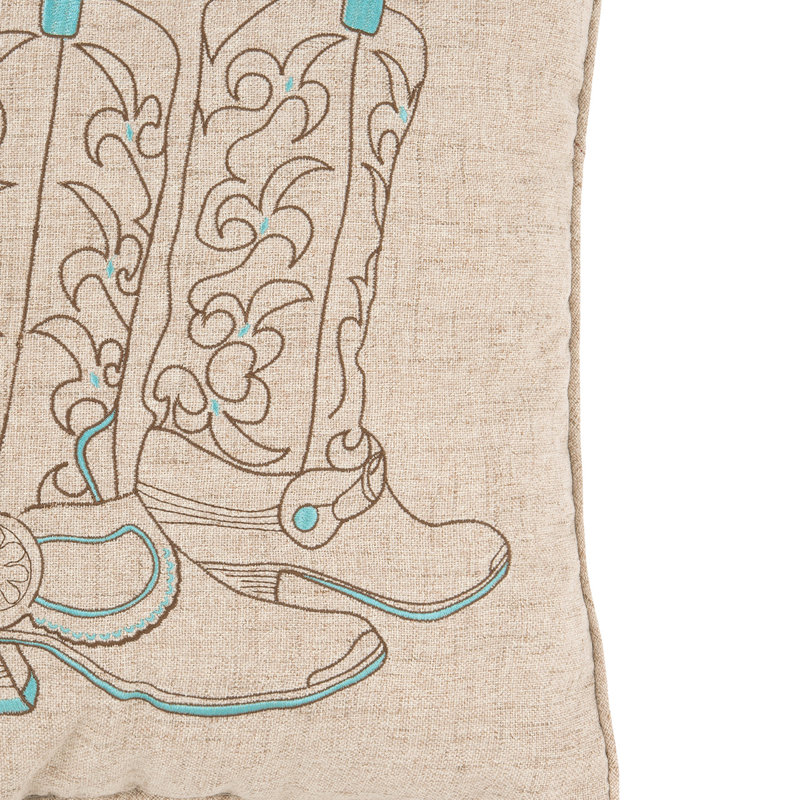 Cowboy Boots Embroidered Throw Pillow