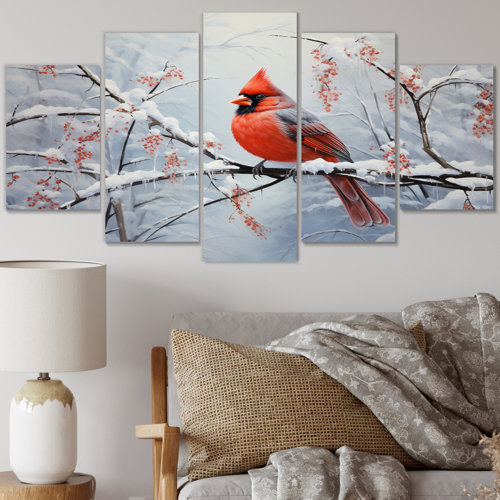 DesignArt Canada Red Cardinal Bird Winter Wonderland IV - Animals Metal ...