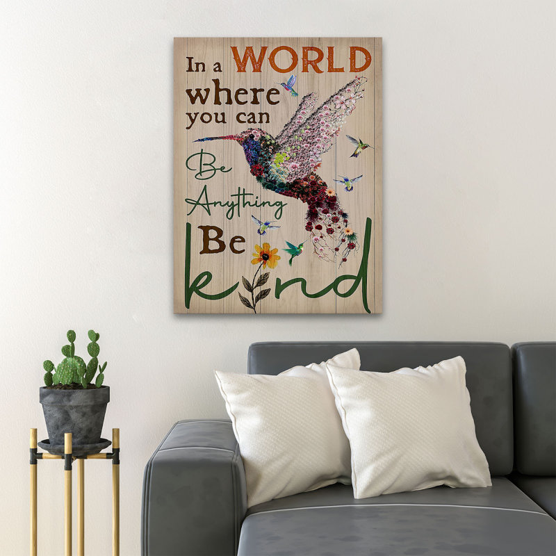 Un oiseau coloré - Dans un monde où vous pouvez être n'importe quoi - 1 pièce, reproduction d'art graphique sur toile tendue