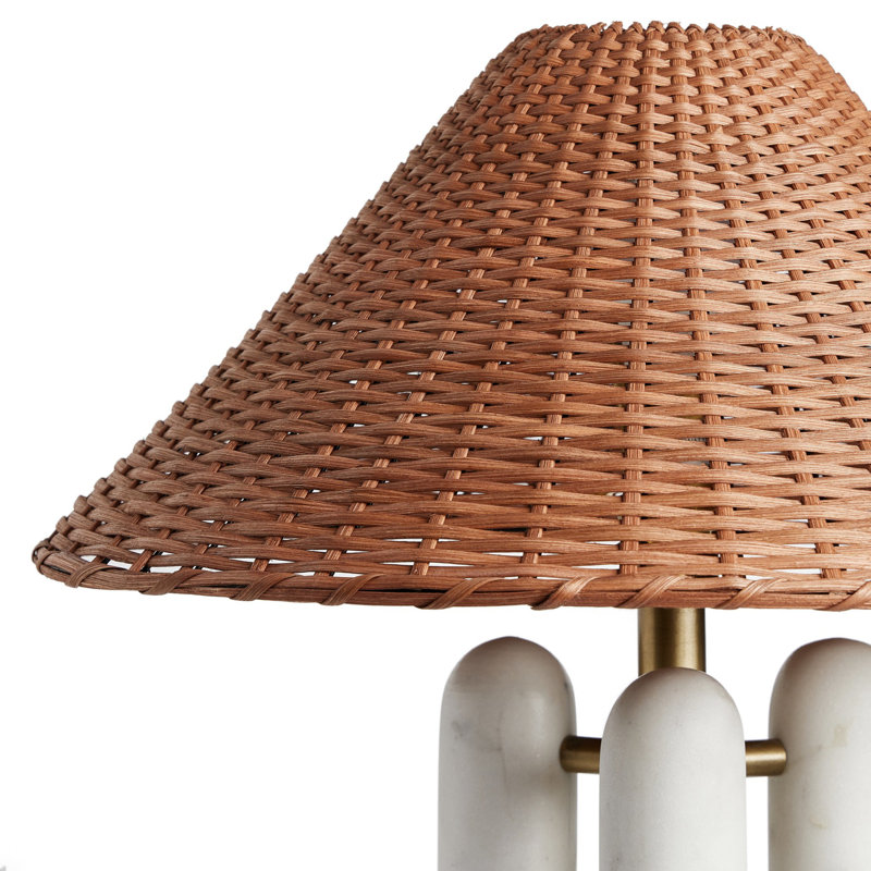Medici Table Lamp, Brown, Rattan, White
