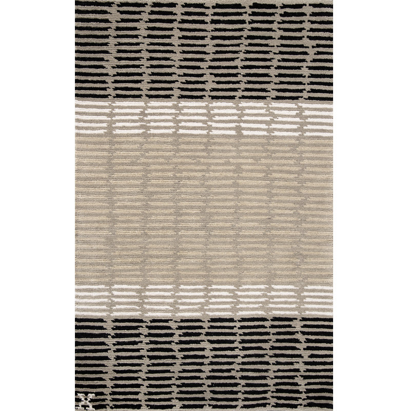 Mica Handmade Wool Geometric Area Rug, Rectangle 5' x 7'