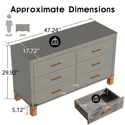 Heavy-Duty Wooden 6-Drawer Double Dresser