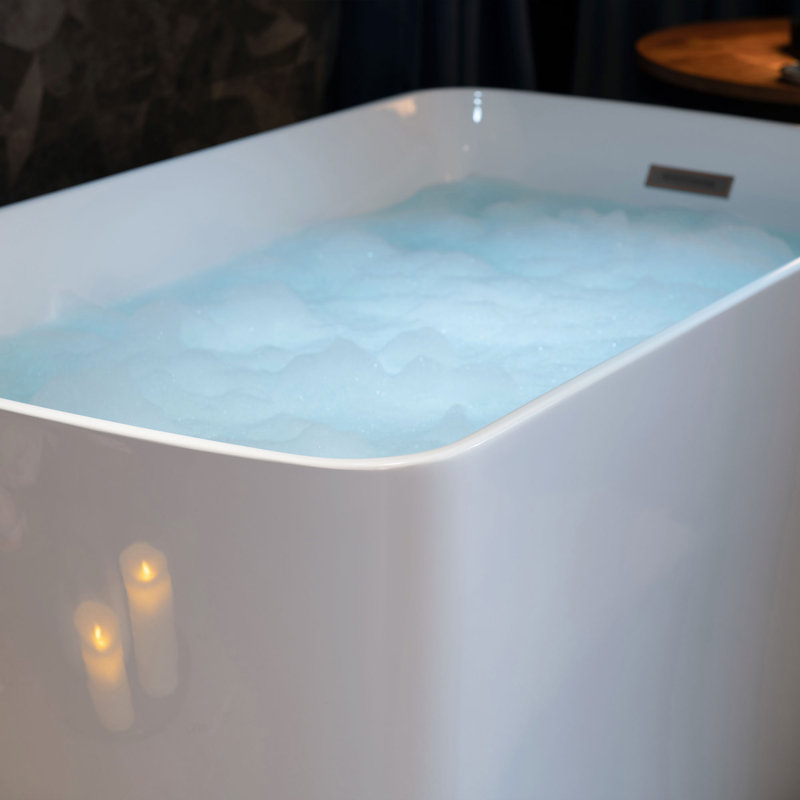Baignoire rectangulaire autoportante 48 po x 27,5 po avec siège intégré, antidérapant, pour petits espaces, Bronze huilé