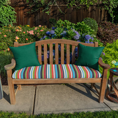 Coussin de banc décontracté pour l'extérieur, rayé Sunbrella résistant à la décoloration pour les balancelles, les bancs de jardin et les canapés, l 48 po x P 18 po, épaisseur de 2,5 po, réversible, carrousel de carrousel