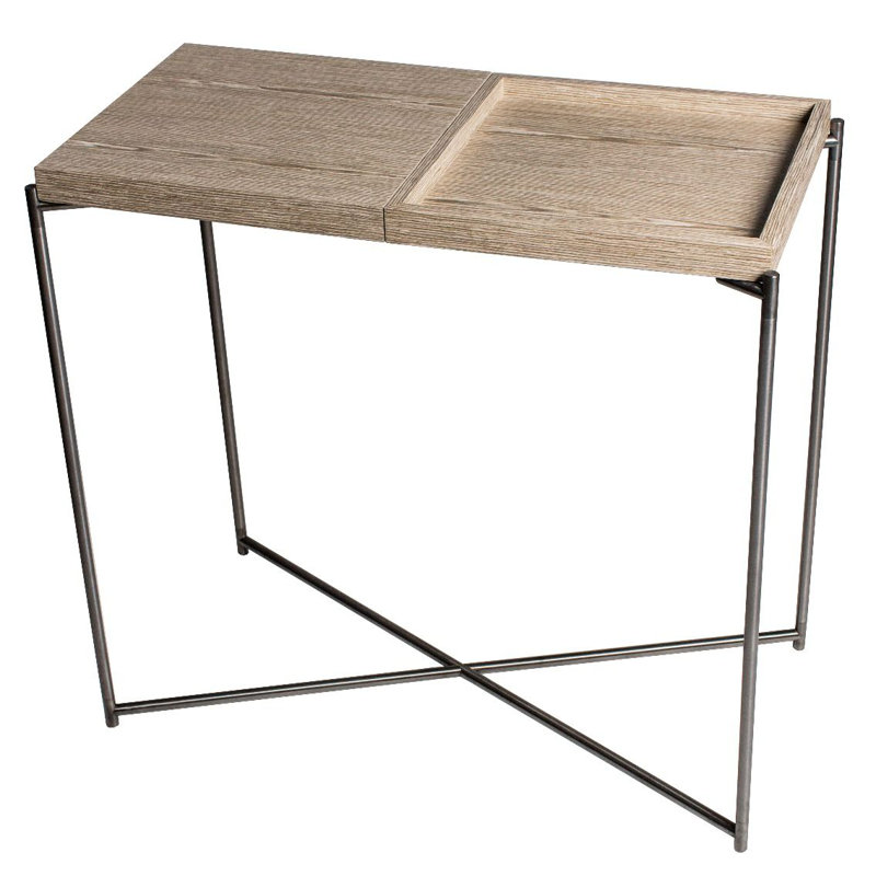 Bedell Console Table, Weathered Oak, 74.7 H x 83.2 W x 42.5 D cm, Gun Metal
