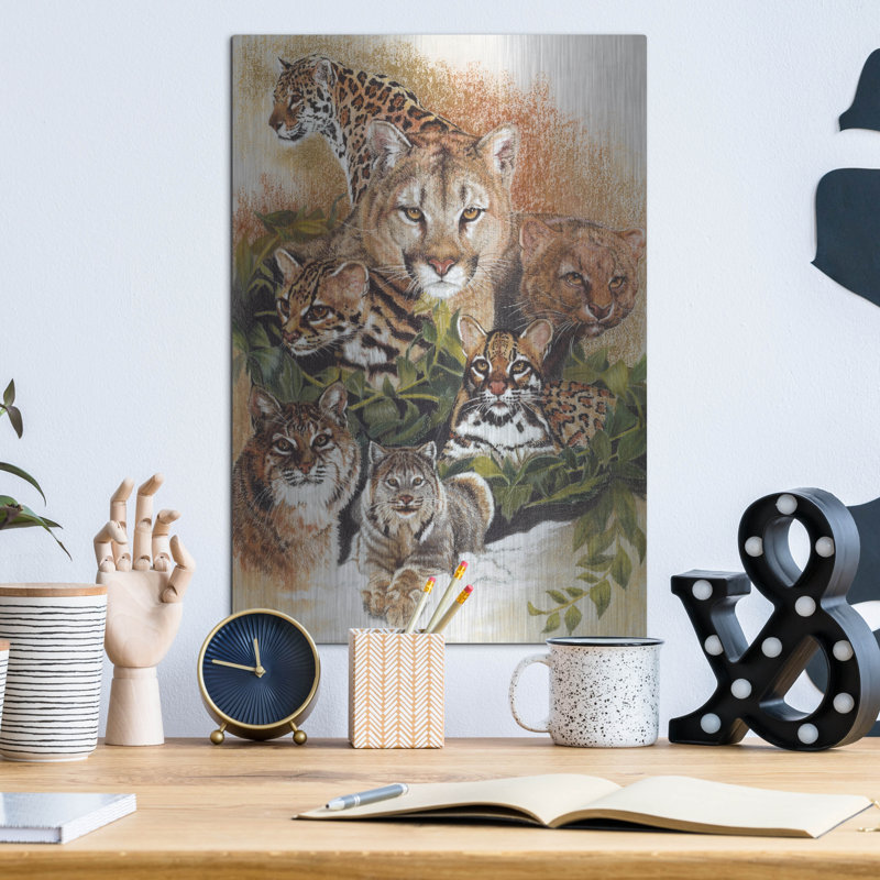 «Feline Rhapsody» par Barbara Keith sur métal, H 16 po x l 12 po