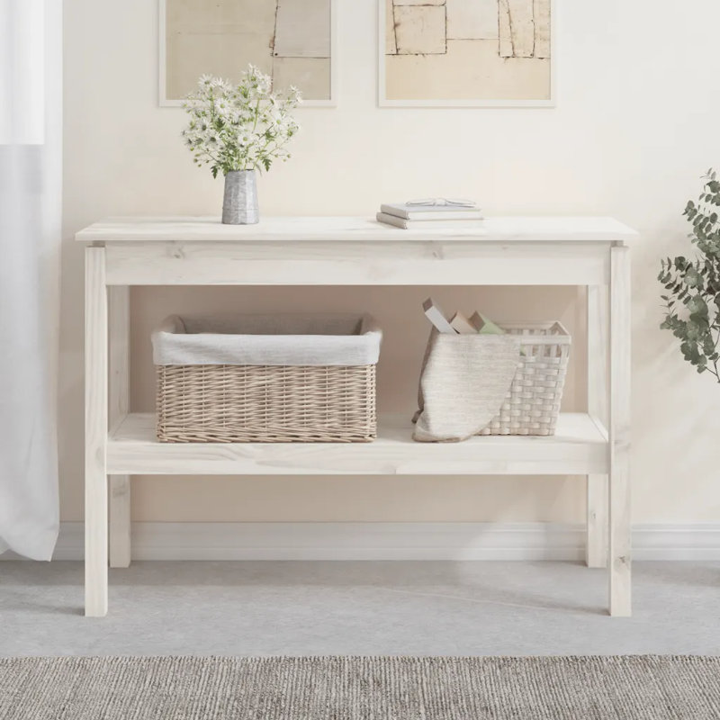 Josh-James Solid Wood Console Table, 75cm H x 110cm W x 40cm D, White