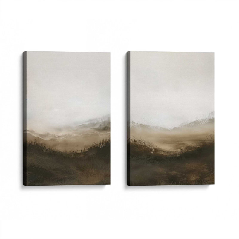 Fogbound Meadows Set of 2 Canvas Prints in a Frame,, Wrapped Canvas, 36" H x 48" W x 1.25" D
