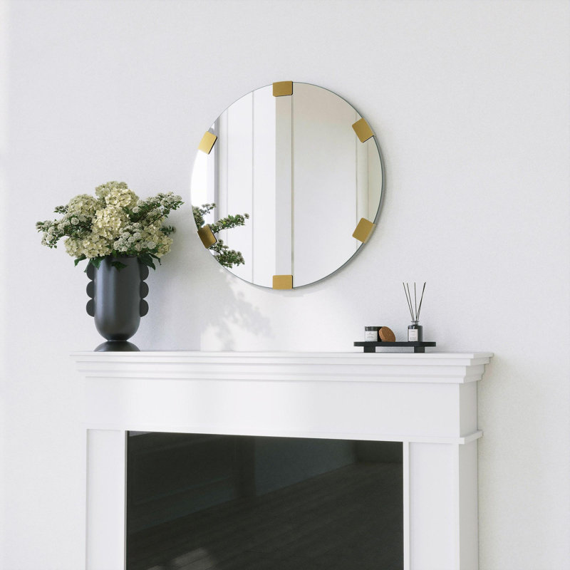Miroir mural moderne doré, 23,6 pouces de diamètre | Structure 100% métal, conception à fixation murale facile | Décoration élégante pour le salon, la salle de bain et le vestibule | Élégante pièce décorative élégante pour les espaces contemporains