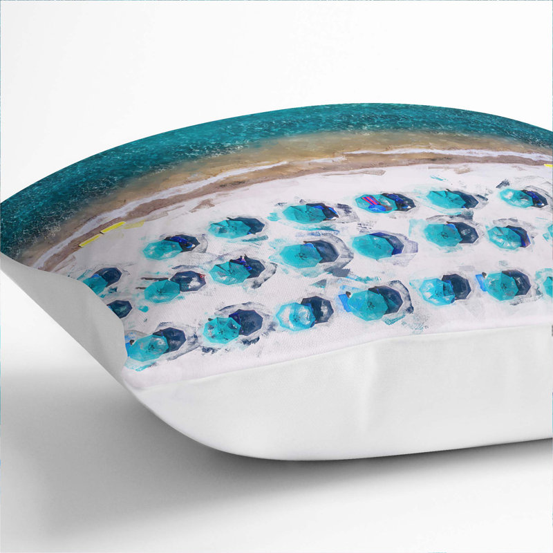 Beach In Lake Tahoe In Abstract Square Throw Cushion, 55 x 55 cm, White