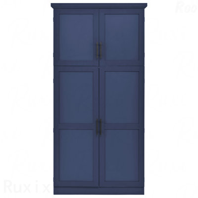 Freestanding Kitchen Pantry Cabinet with 8 Pull-Out Drawers & Adjustable Shelves - Blue