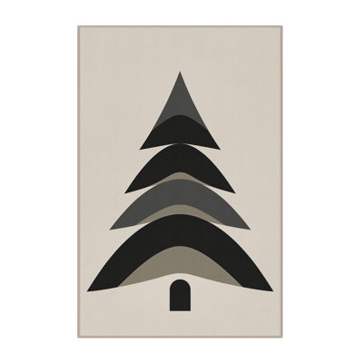 Machine Washable Champlost Christmas Modern & Contemporary Abstract Rug in Beige – Beige Binding