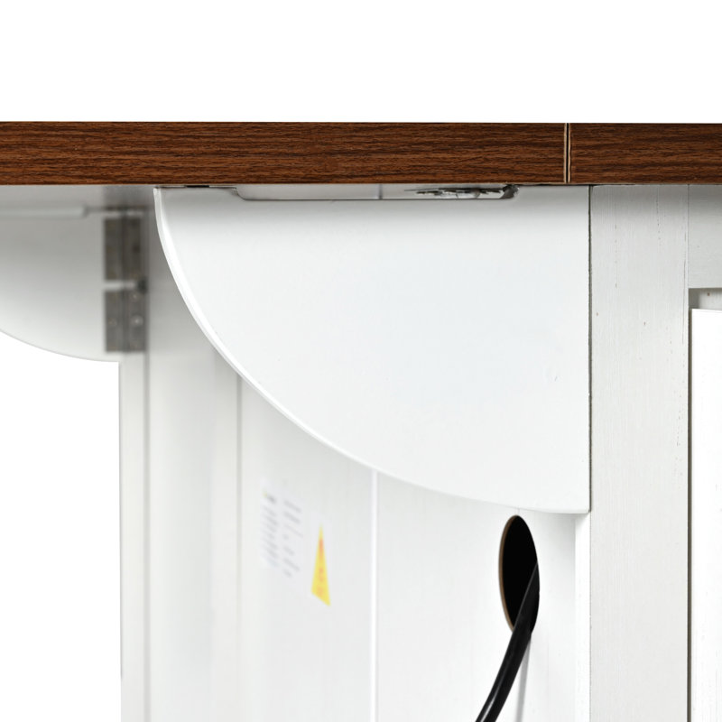 Grand îlot de cuisine de 54,5 po avec abattant et support à épices - chariot de rangement pour alimentation interne, White