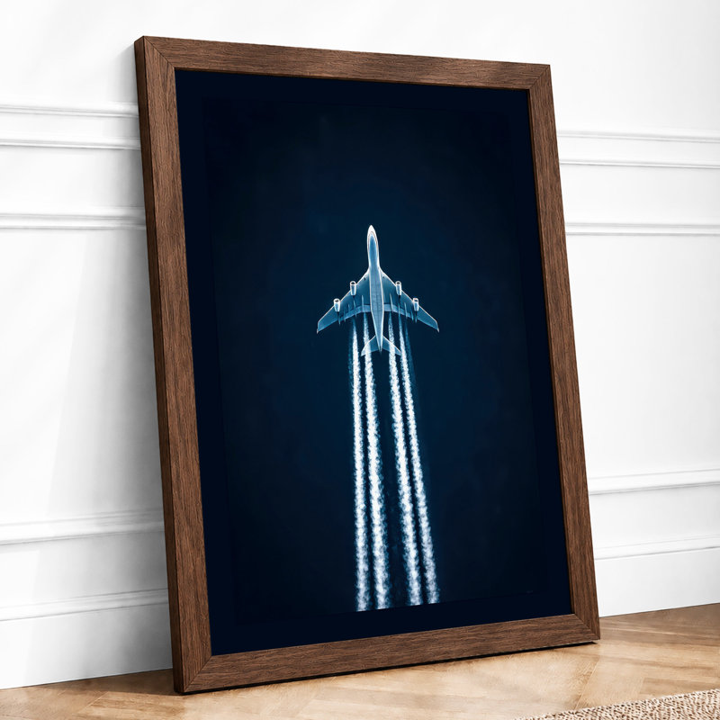 Jet Ascending Modern - Single Picture Frame Print, A2 - 59.4 x 42.0 cm, Walnut