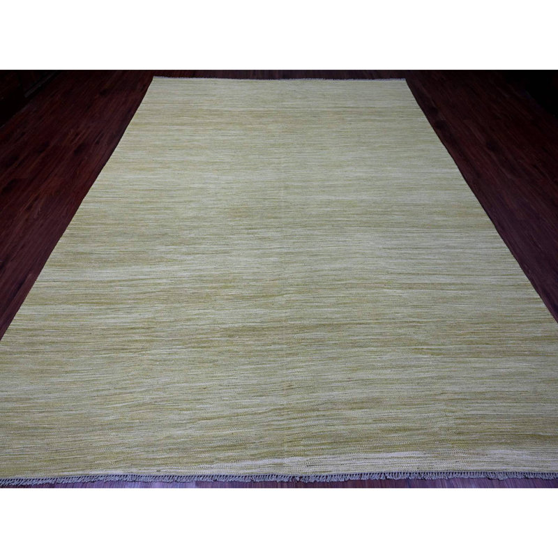 Tapis vert tissé à la main 8 pi 8 po x 12 pi en mélange de laine Kilim 0C46661C450646B3AFC379C0401151FC