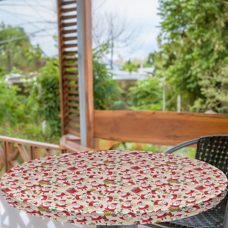 The Holiday Aisle® Christmas Fitted Round Tablecloth Diameter Multicolor, 51.97" Round