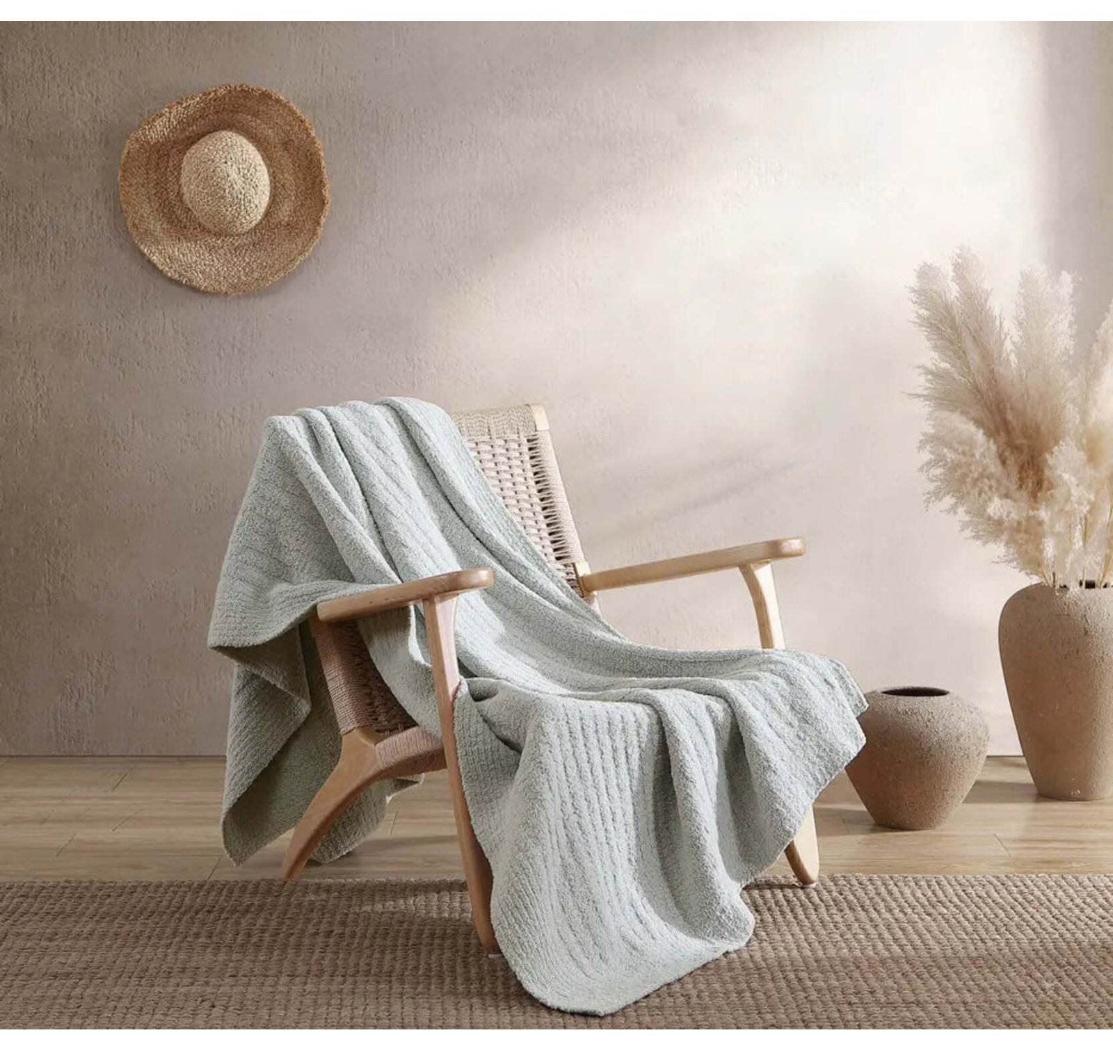 Ribbed Throw Blanket, Cloud Gray