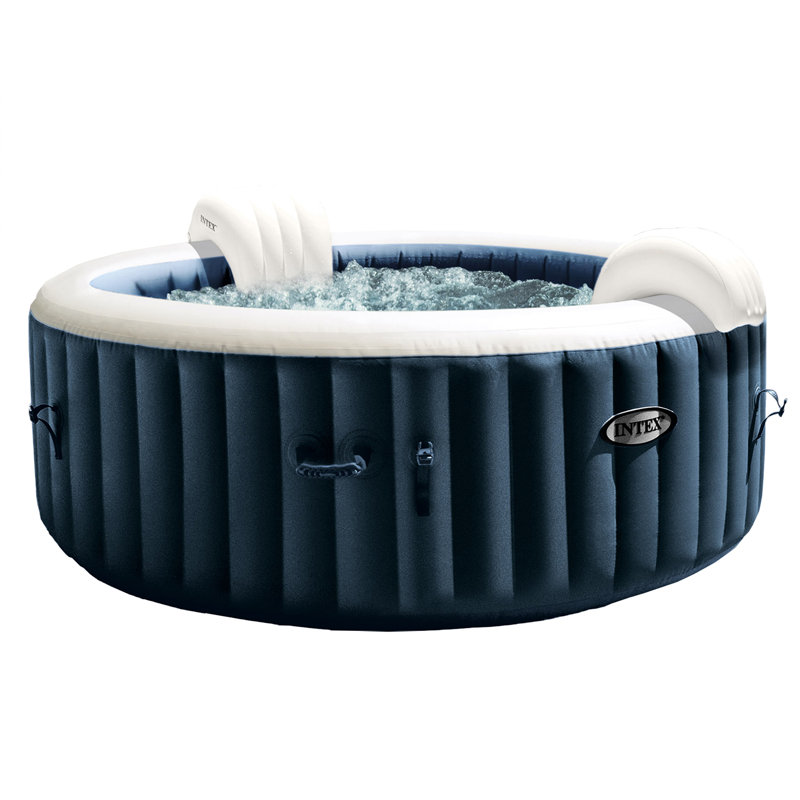 Intex 4-Person Navy Inflatable Round Hot Tub with Cup Holders