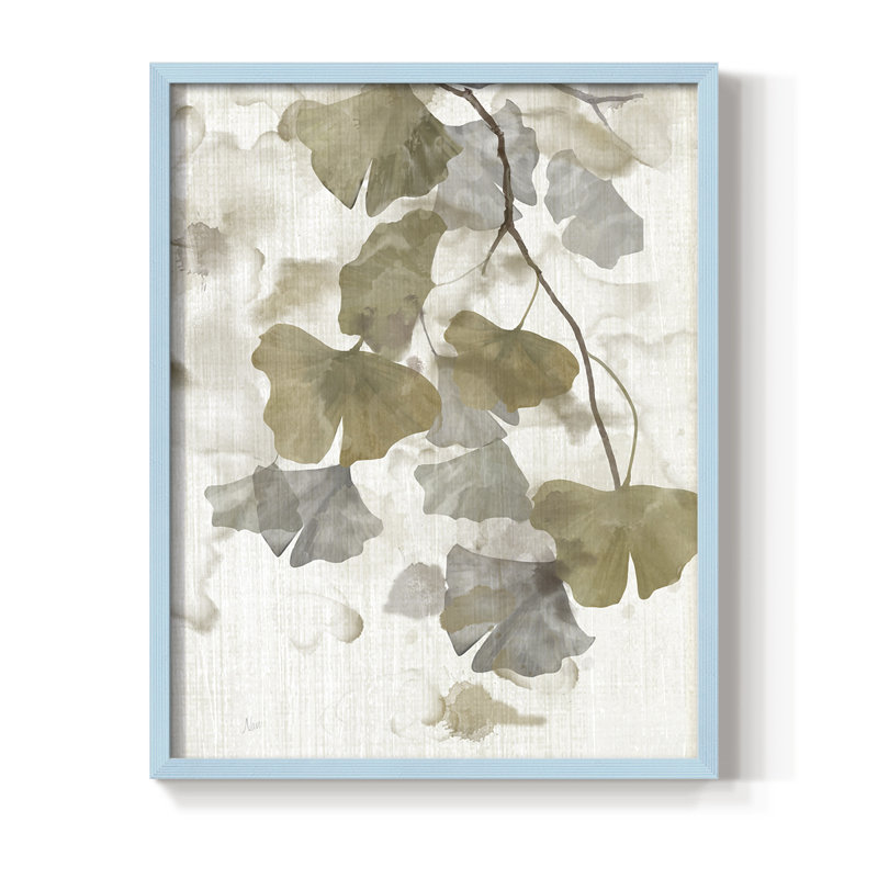 Reproduction encadrée Ginkgo Accent II - bois massif, H 15 po x l 12 po, Blue