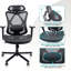 Chaise de bureau en filet, chaises de bureau ergonomiques avec roulettes, support lombaire réglable, accoudoirs, chaise de bureau à haut dossier inclinable avec roulette silencieuse pour le bureau, la maison, les jeux