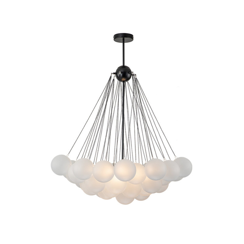 Jayla Modern 3-Light Bubble Globe Cluster Chandelier, Matte Black