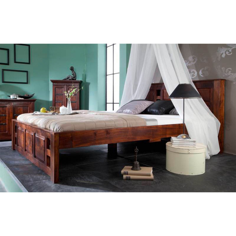 Oxford Solid Wood Storage Bed, European Double (140 x 200cm), Nougat