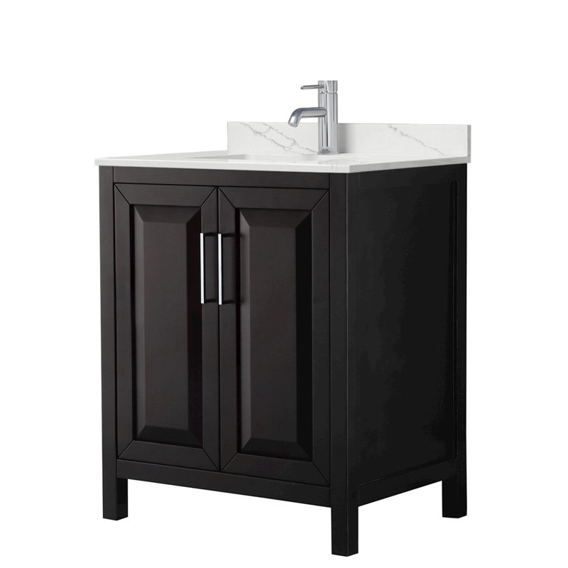 Daria 30'' W Vanity, White Quartz, Brown, Polished Chrome