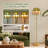 Vintage Floor Lamp With Green Tasseled Shade, Gold Stand, Retro Style Living Room Lighting